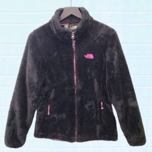 THE NORTH FACE Fleece Teddy Jacket Black w Pink Accents Girls Size XL